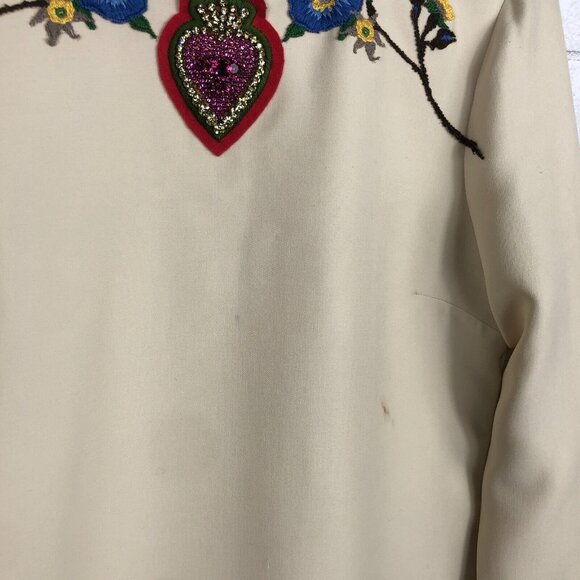 GUCCI Women's $4300 Ivory Embroidered Cady Crepe Wool-Blend Dress sz 42 NWD - Picture 6 of 12